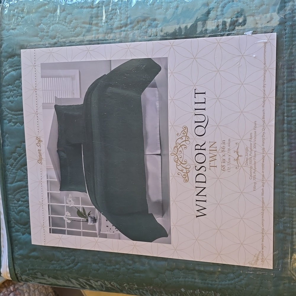 Dark teal twin size quilt